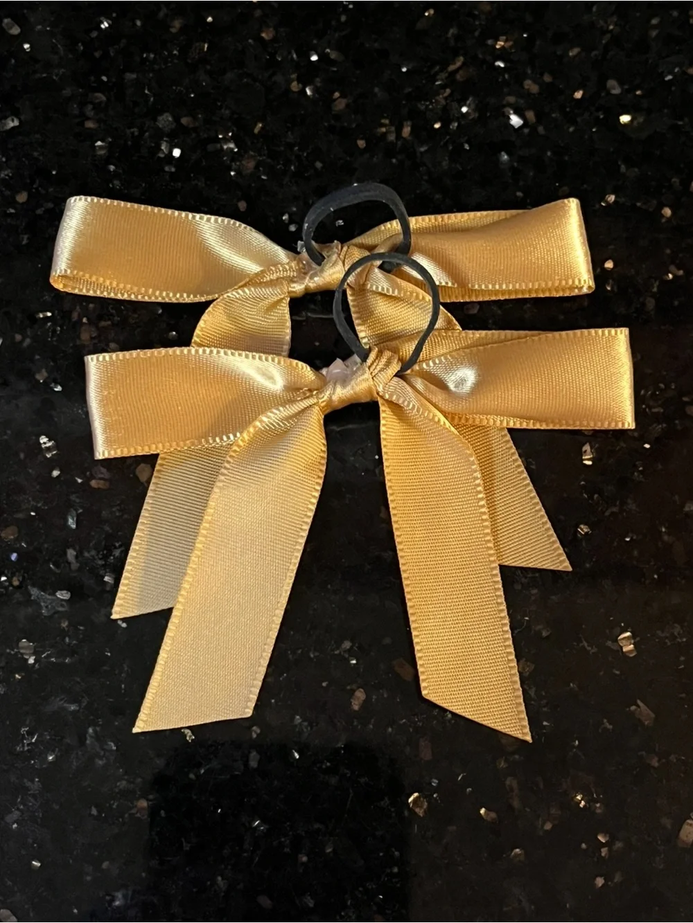 Girl's Handmade Gold Satin Ribbon Hair Bowties